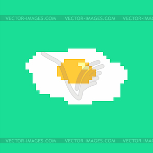 Fried egg pixel art  - vector image