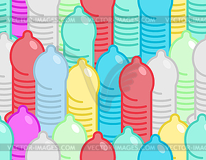 Condom pattern seamless. Rubber Contraceptive - royalty-free vector clipart