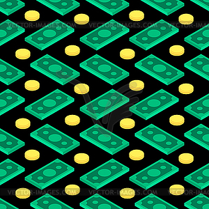 Бесшовный узор в изометрическом стиле Money. долларов - изображение векторного клипарта