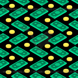 Money isometric style pattern seamless. dollars - vector clipart