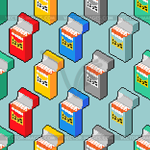 Pack of cigarettes pixel art pattern seamless. 8 bi - vector image