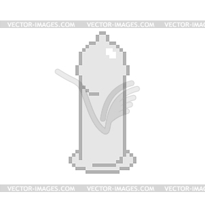 Condom pixel art. 8 bit Rubber Contraceptive. - vector clip art