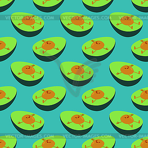 Avocado cartoon pattern seamless. Baby fabric - vector clip art