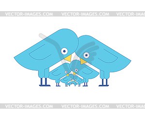 Bird family. Generation of blue birds. cartoon - vector image