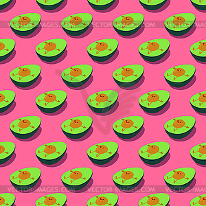 Avocado cartoon pattern seamless. Baby fabric - vector image