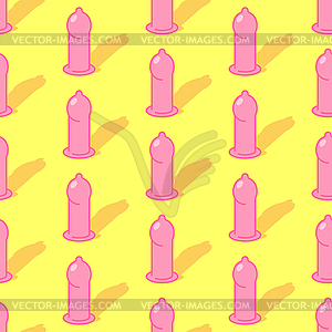 Condom pattern seamless. Rubber Contraceptive - vector clip art