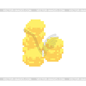 Coin pixel art. Money 8 bit - vector clip art