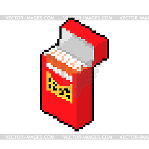 Pack of cigarettes pixel art. 8 bit pixelated - vector image