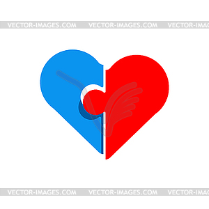 Lovers puzzles. Puzzle heart. Pair of lovers puzzle - vector clip art