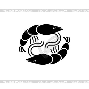 Shrimp sign symbol. Sea shrimp icon - vector clipart