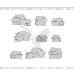 Набор для дома ручной рисунок простой формы - векторизованный клипарт