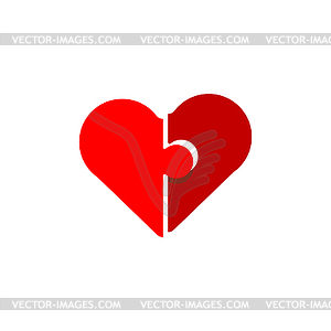 Lovers puzzles. Puzzle heart. Pair of lovers puzzle - vector clipart