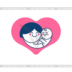 Икона материнской любви. символ матери, обнимающей ребенка - графика в векторе