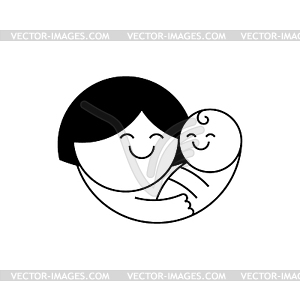 Икона материнской любви. символ матери, обнимающей ребенка - клипарт в векторе