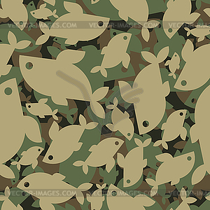 Fish Military pattern seamless. Fishes Army - vector clipart