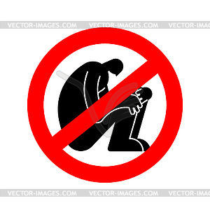 Stop Loneliness. Red prohibition sign lonely man. N - vector clipart