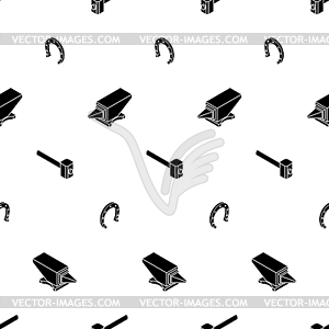 Hammer and Anvil pattern seamless. Blacksmith tool - vector clipart / vector image