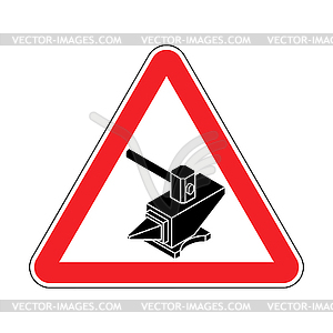 Attention Blacksmith! Caution Hammer and Anvil! - vector image