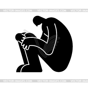 Loneliness sign icon. lonely man symbol - vector clip art