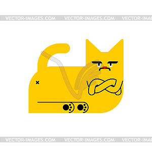 Angry cat. Unhappy pet. Aggressive pet - vector image