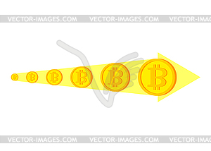 Bitcoin growth. Cryptocurrency is growing in - vector clipart