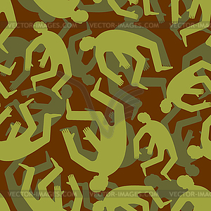 Falling man Military Pattern seamless. man fell Arm - vector clipart