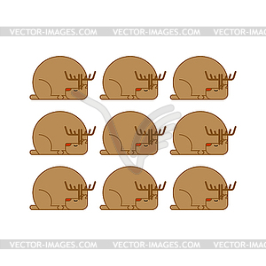 9 Sleeping Christmas reindeer. Reindeer Santa - vector clipart / vector image