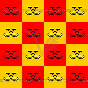 Angry Pattern seamless. Unhappy face Background. - vector image