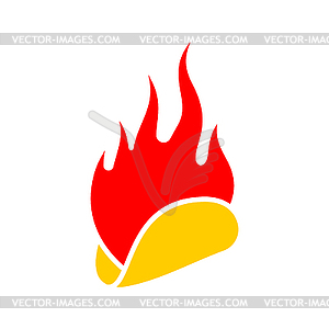 Fiery burrito sign icon. Hot fast food symbol. Fier - vector image