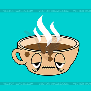 Sleepy cup of coffee. Sad coffee mug - vector clip art