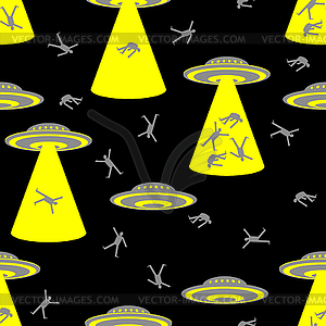 UFOs abduct people Pattern seamless. Strangers stea - vector clipart