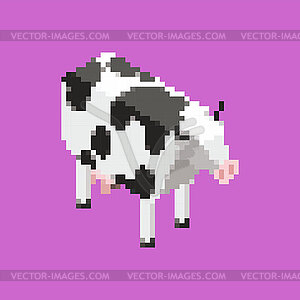 Cow pixel art. 8 bit farm animal. pixelated - vector clip art