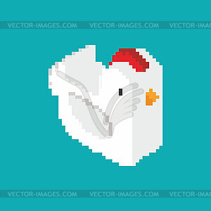 Chicken pixel art. 8 bit Chicken farm birds. - vector clip art