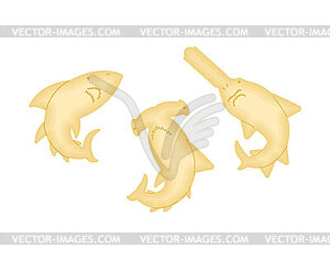 Shark cracker shape set. fish shaped cookies - vector image