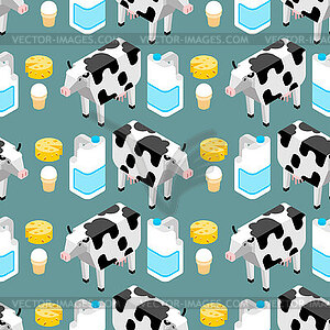 Cow and Dairy products pattern seamless. Milk and - vector clip art