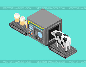 Автоматическое производство мороженого. Корова и мороженое - клипарт в векторе / векторное изображение