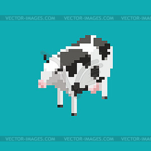 Cow pixel art. 8 bit farm animal. pixelated - vector clipart