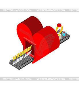 Automatic Love production. Valentine`s card for - vector image