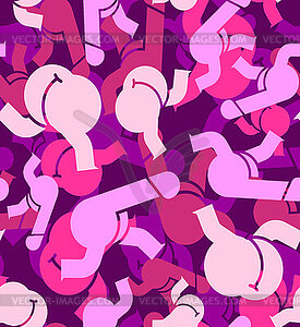 Penis and ass Pink Military pattern seamless. dick - vector image