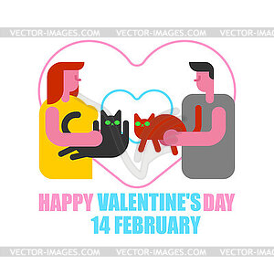 Valentine`s day Feline Love. Cat owners are having - vector clipart