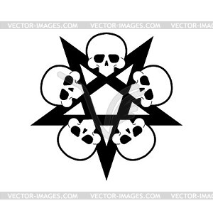 Пентаграмма и череп - знак сатаны - векторный клипарт / векторное изображение