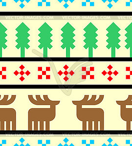 Deer ethnographic pattern seamless. Elk - vector clipart