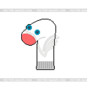 Sock doll pixel art. Socks puppet show 8 bit - vector clipart