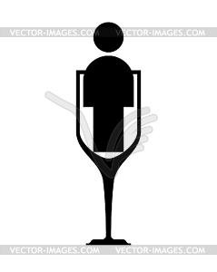 Alcoholism sign. Man and alcohol bottle icon. - vector clipart