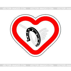 I love luck Horseshoe. I like to Horseshoe. Red roa - vector clip art