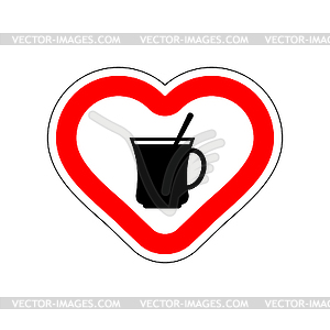 I love Coffee sign. I like to cup of tea. Red road - vector image