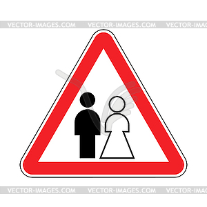 Attention Wedding. Red road sign. Caution marriage - vector clip art