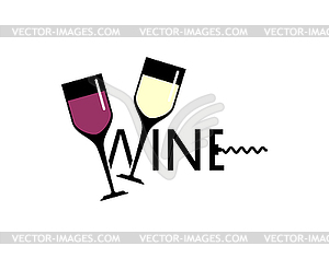 Wine logo. Glasses of wine sign icon liquor store. - vector image