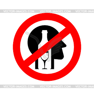 Stop Alcoholisml. Red prohibition road sign. No - vector image