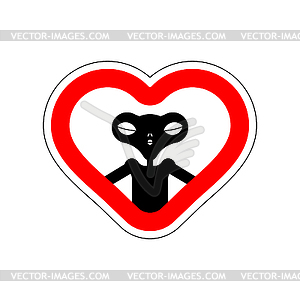 I love UFO. I like to alien. Red road sign in - vector image